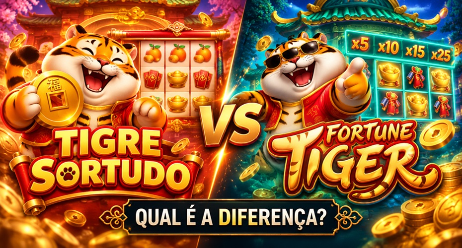 Tigre Sortudo vs Fortune Tiger: diferenças entre os jogos Tigre Sortudo vs Fortune Tiger: comparação ilustrativa entre os dois jogos